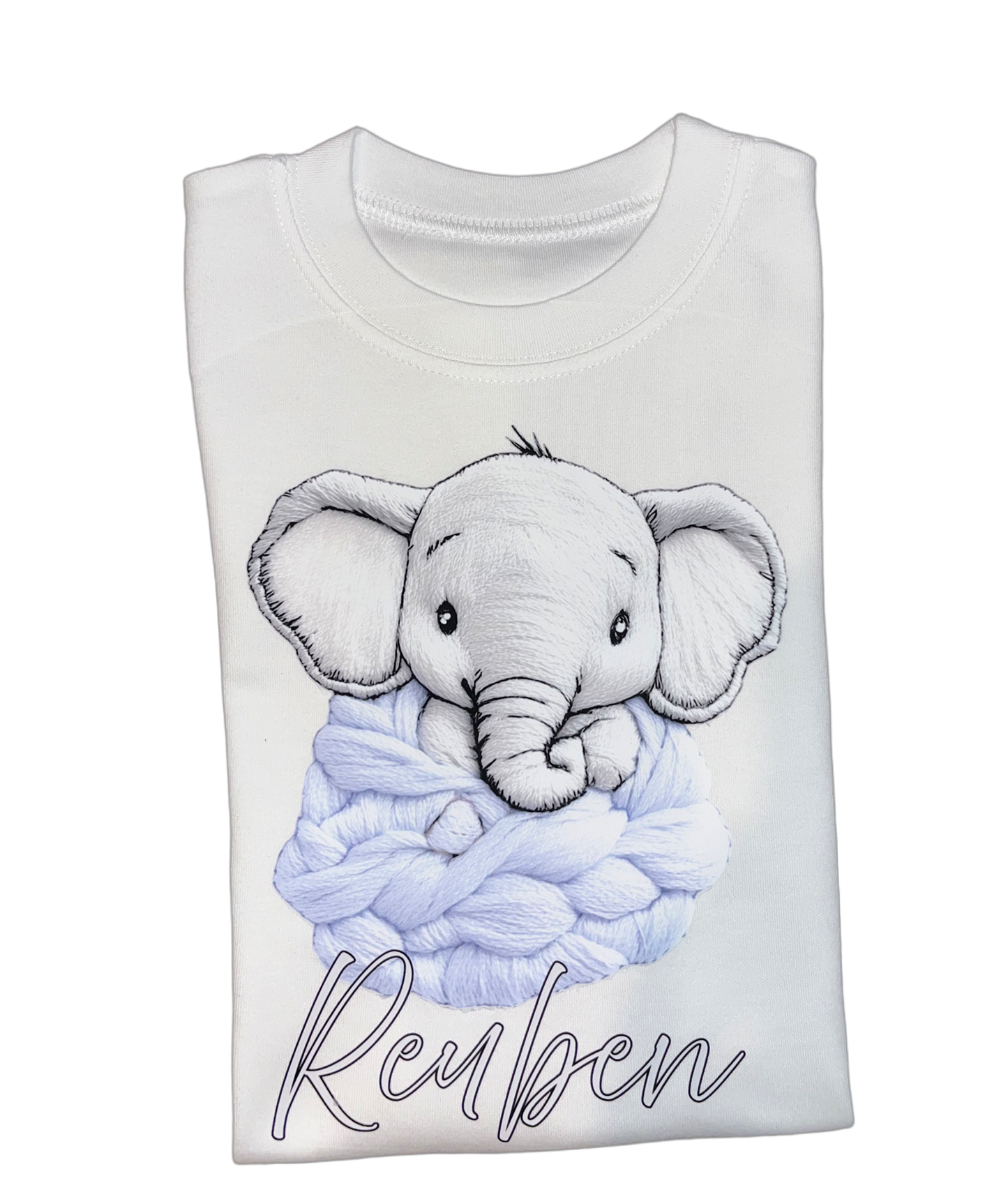 Blue Elephant - Embroidery Style