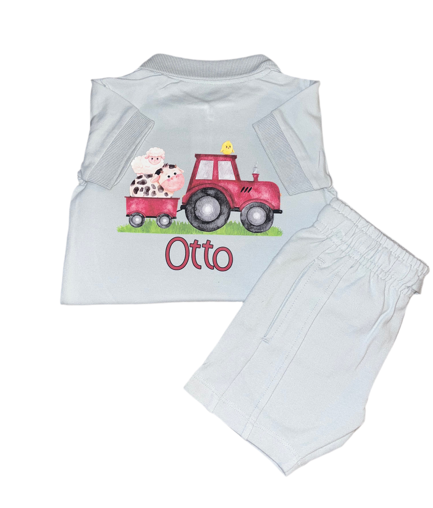 - Zip Up Polo Shorts Set - Farmer